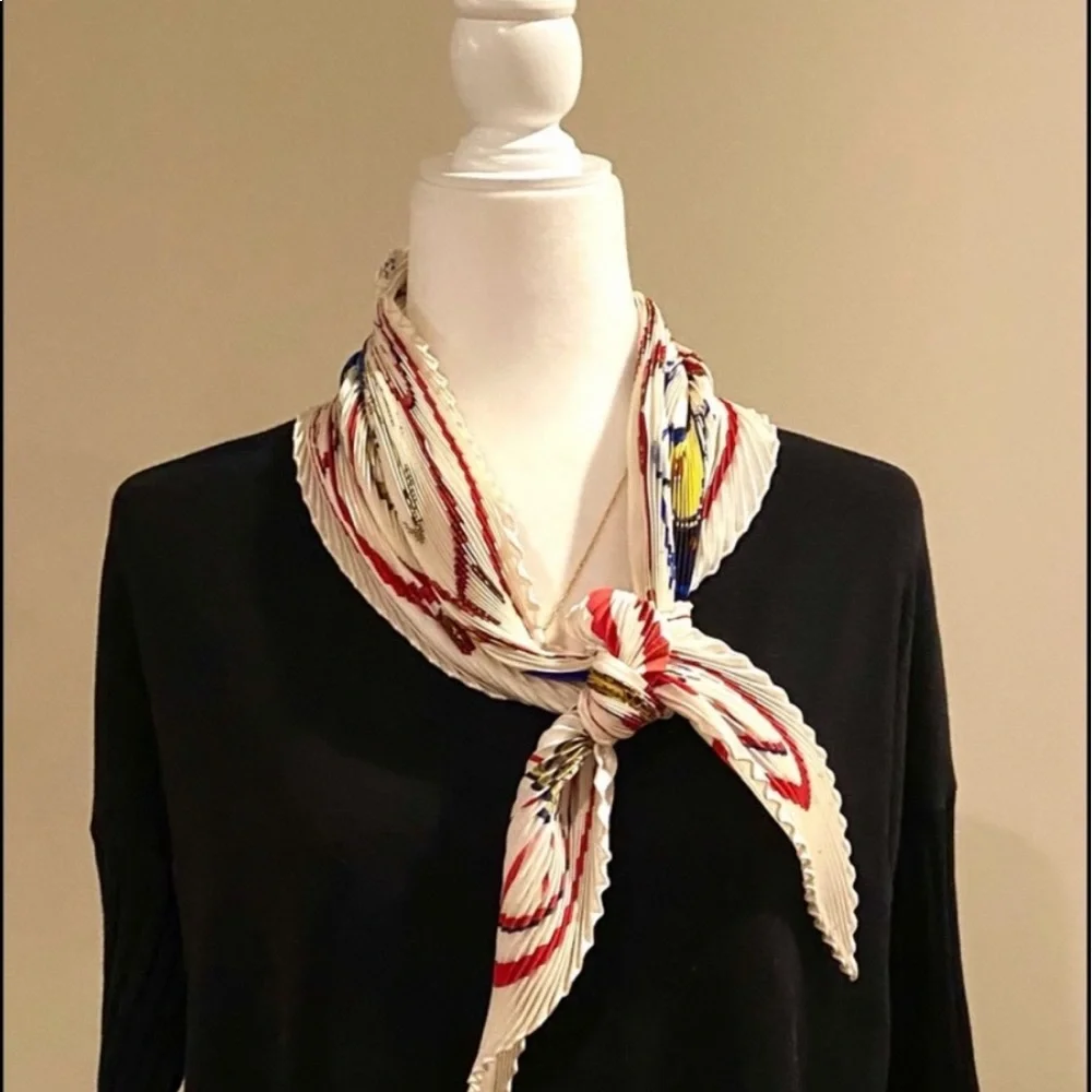 Hermes Silk Scarf - White, Red, Blue, Gold